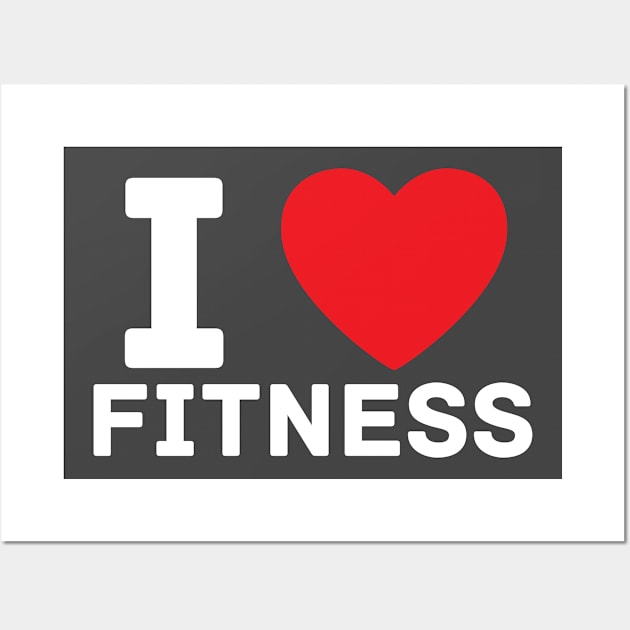 I heart fitness I love gym fitness workout Wall Art by BobaPenguin